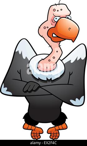 Un cartoon avvoltoio appollaiato con un espressione arrabbiato. Illustrazione Vettoriale