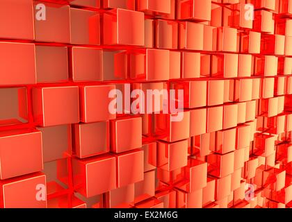 Abstract background. Cubi rossi su uno sfondo rosso Foto Stock