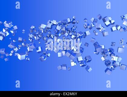Abstract background. Cubi blu su sfondo blu Foto Stock