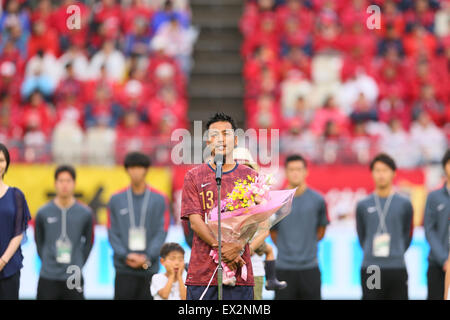 Ibaraki, Giappone. 5 Luglio, 2015. Atsushi Yanagisawa Calcetto : un gioco di addio di Koji Nakata, Atsushi Yanagisawa e Toru Araiba a Kashima Soccer Stadium di Ibaraki, il Giappone . Credito: Giovanni Osada AFLO/sport/Alamy Live News Foto Stock