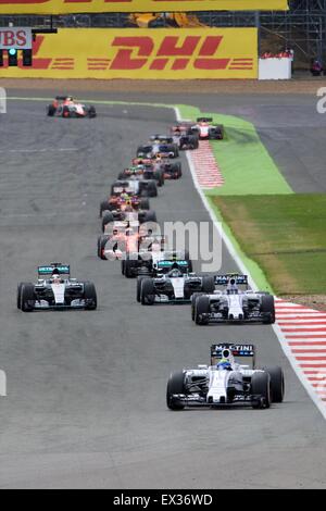 Silverstone, UK. 05 Luglio, 2015. Formula 1 Gran Premio di Gran Bretagna. Felipe Massa, Williams Martini Racing, conduce al riavvio. Credito: Azione Sport Plus/Alamy Live News Foto Stock