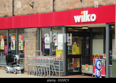 L'entrata di Wilko a Matlock, Derbyshire Regno Unito Foto Stock