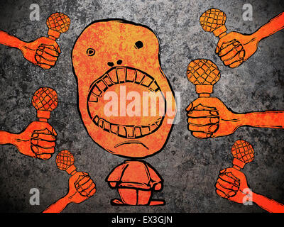 Parlando ai media illustrazione concept Foto Stock