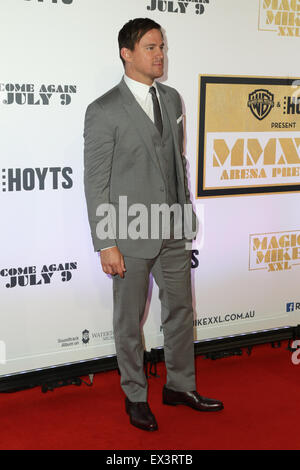 Sydney, Australia. 6 luglio 2015. Channing Tatum (Magic Mike) arriva sul tappeto rosso al Qantas Credit Union Arena di Sydney per il film premiere di Magic Mike XXL. Credito: Credito: Richard Milnes/Alamy Live News Foto Stock