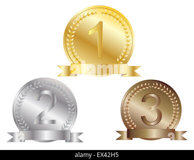 Oro, d'Argento e Medaglia di bronzo Foto Stock