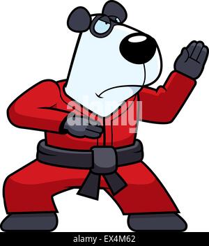 Un cartoon panda praticare il karate in un GI. Illustrazione Vettoriale