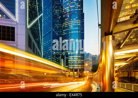 Hong Kong Central di notte Foto Stock