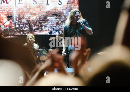 PIESTANY, Slovacchia - 26 giugno 2015: Finlandese della band power metal Stratovarius esegue su music festival Topfest a Piestany Foto Stock