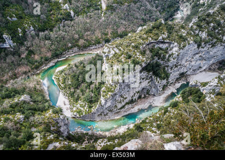 E Verdon Gorges du Verdon o il Grand Canyon du Verdon, Verdon Natura Park, Aiguines, Provence-Alpes-Côte d'Azur, in Francia Foto Stock