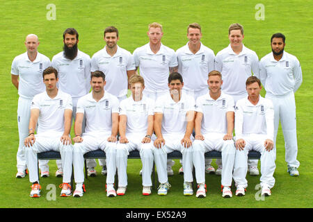 Cardiff, Galles. 07 Luglio, 2015. Inghilterra Team foto durante la giornata di anteprima per l'Inghilterra v Australia 1 Investec Ceneri Test match, a SSE Swalec massa su luglio 07, 2015 a Cardiff, nel Galles. Credito: Mitchell Gunn/ESPA/Alamy Live News Foto Stock