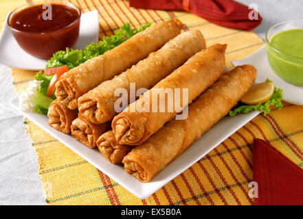 Hot & Spicy Chicken & Vege rotoli Foto Stock