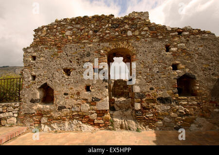 Ruderi del Castello normanno, Castelmola, Sicilia Foto Stock