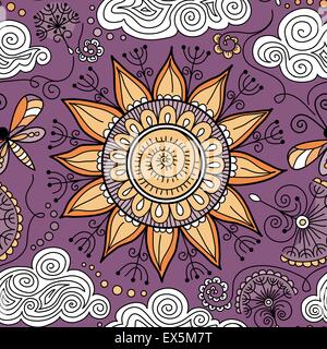 Vector seamless sunny motivo floreale Illustrazione Vettoriale
