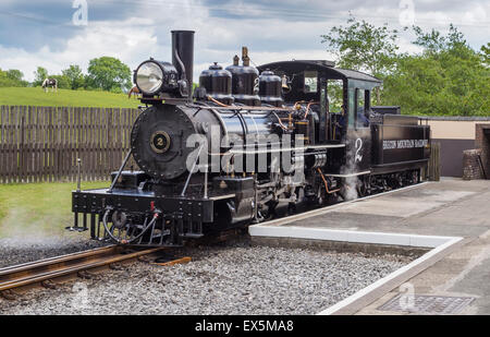 Locomotiva a vapore, Pant Stazione, Brecon ferrovia di montagna, Powys, Wales, Regno Unito Foto Stock