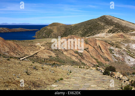 Isla del Sol (Isola del Sole) nel Lago Titicaca, Bolivia Foto Stock