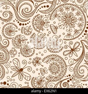 Vector seamless hennè mehndi doodle pattern Illustrazione Vettoriale