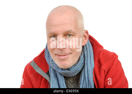 Ritratto di un medio-età uomo con un piccolo batuffolo Foto Stock
