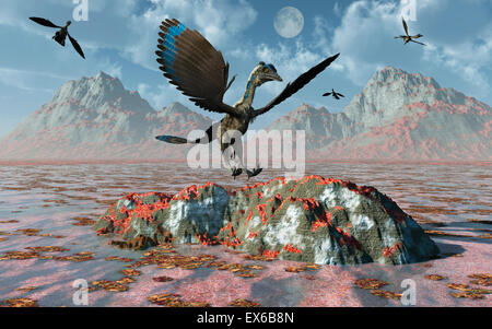 Gregge di Archaeopteryx Foto Stock