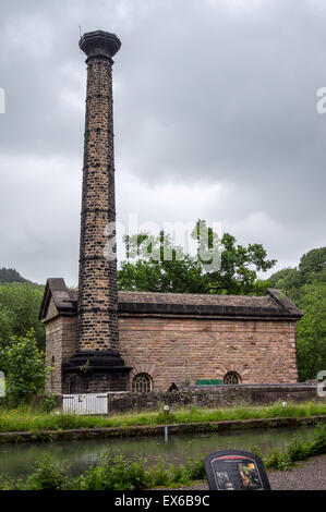 Leawood pumphouse di alloggiamento del motore del fascio sul canale di Cromford, Derbyshire, Inghilterra Foto Stock