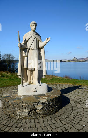 Lough Derg San Patrizio statua pellegrinaggio religioso isola religione sito cattolico donegal ferry penitenti RM Irlanda Foto Stock