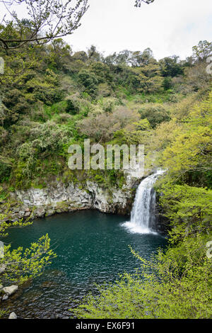 Cheonjeyeon n. 3 cascata. Cheonjeyoen cade (mezzi lo stagno di Dio) consiste di 3 cade. Foto Stock