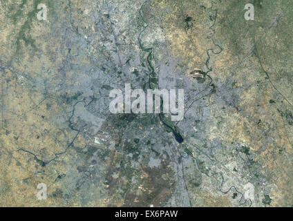 Colore immagine satellitare di Nuova Delhi, India. Immagine presa sul 16 maggio 2014 con il satellite Landsat 8 dati. Foto Stock