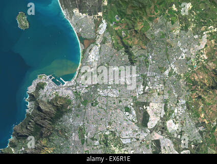 Colore immagine satellitare di Cape Town, Sud Africa. Immagine presa sul 31 agosto 2014 con il satellite Landsat 8 dati. Foto Stock