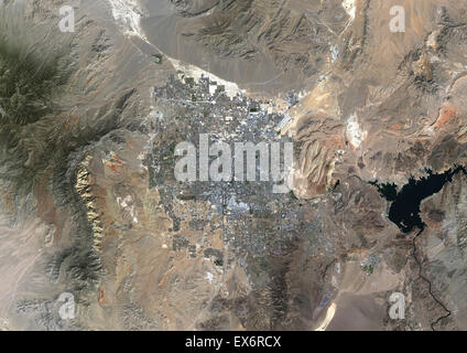 Colore immagine satellitare di Las Vegas, Nevada, USA. Immagine presa il 23 settembre 2014 con il satellite Landsat 8 dati. Foto Stock