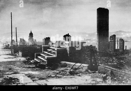 Fotografia dei postumi della San Francisco terremoto e fuoco. Datata 1906 Foto Stock