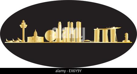 Città skyline di Singapore Illustrazione Vettoriale