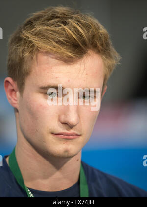 Jack Laugher di Gran Bretagna durante il giorno tre della FINA/cnv Diving World Series a Londra il 03 maggio 2015. Foto Stock