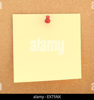 Carta quadrato nota sulla bacheca di sughero Foto Stock