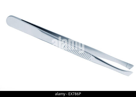 Pinzette di manicure set isolato su sfondo bianco. Foto Stock