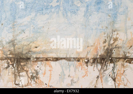 Acquerello originale, paesaggio astratto sfondo Foto Stock
