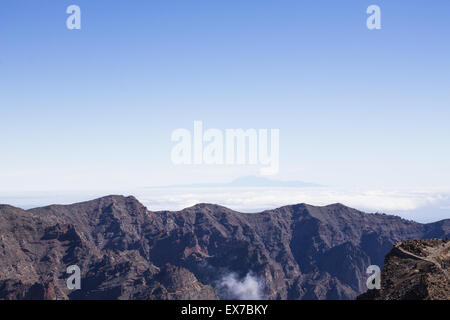 Il picco più alto del Mirador Del Roque de los Muchachos a La Palma, Spagna. Foto Stock