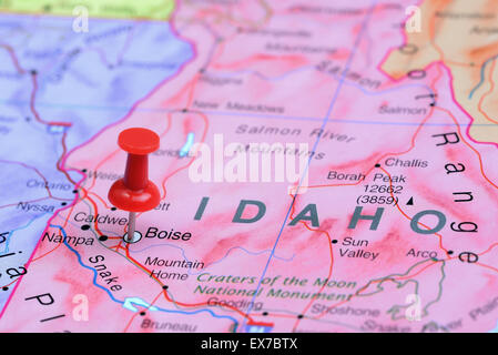 Boise imperniata su una mappa degli STATI UNITI D'AMERICA Foto Stock