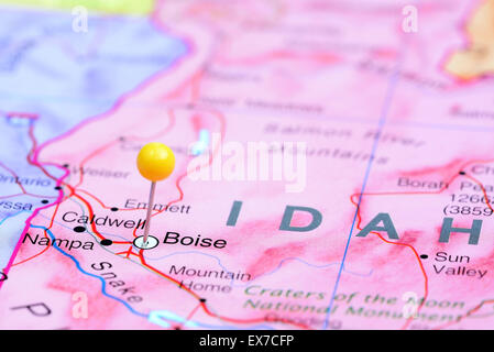 Boise imperniata su una mappa degli STATI UNITI D'AMERICA Foto Stock
