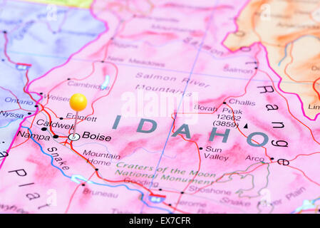 Boise imperniata su una mappa degli STATI UNITI D'AMERICA Foto Stock