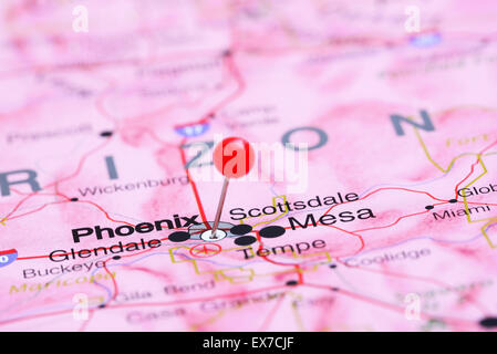 Phoenix imperniata su una mappa degli STATI UNITI D'AMERICA Foto Stock
