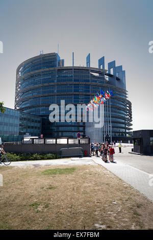 Ingresso per l'edificio del Parlamento europeo a Strasburgo Foto Stock
