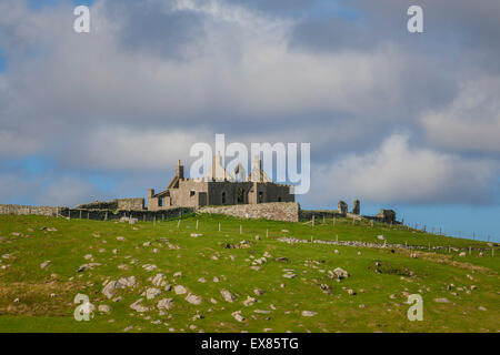 Decadendo country house, la rovina, Yell, isole Shetland, Scotland, Regno Unito Foto Stock