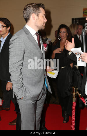 Sydney, Australia. 9 luglio 2015. Attore Patrick Brammall (Ruben Guthrie cast) arriva sul tappeto rosso al Ritz, 45 St Paul's Street, Randwick per la vagliatura di gala del film 'Ruben Guthrie'. Credito: Credito: Richard Milnes/Alamy Live News Foto Stock