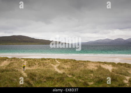 La famosa spiaggia di Luskentire sull'Isle of Harris, Ebridi Esterne, Scotland, Regno Unito. Foto Stock