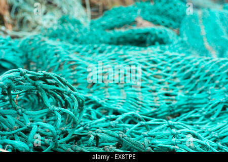 Fisher sfondo netto di corde fatte di nylon verde Foto Stock