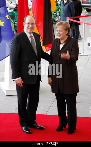 Fuerst Alberto II. von Monaco, BKin Angela Merkel - Besuch des monegassischen Fuersten im Bundeskanzleramt, 27. Februar 2008, Ber Foto Stock