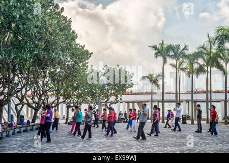 Tai Chi classe in mattina presto a Hong Kong Foto Stock