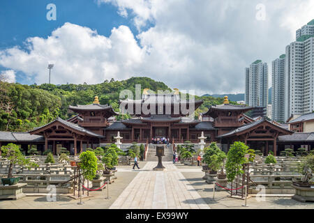 Chi lin monastero è un tempio buddista complesso costruito senza un unico chiodo, Kowloon, Hong Kong, Cina Foto Stock