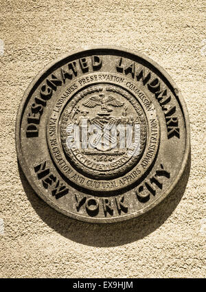 Punto di riferimento la placca, Federal Memorial Hall National Historic Site, NYC Foto Stock