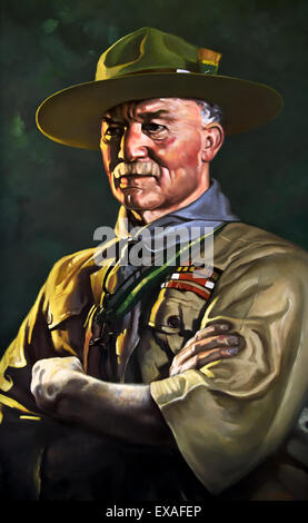 Il Tenente Generale Robert Stephenson Smyth Baden Powell 1857 - 1941 noto anche come BP o Lord Baden-Powell, era un tenente generale nell'esercito britannico, scrittore, fondatore del Movimento Scout e primo Capo Scout del Boy Scout Association. Foto Stock