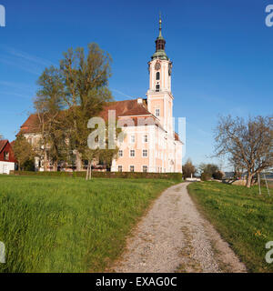 Chiesa del pellegrinaggio di Birnau Abbey in primavera, il lago di Costanza, Baden-Württemberg, Germania, Europa Foto Stock